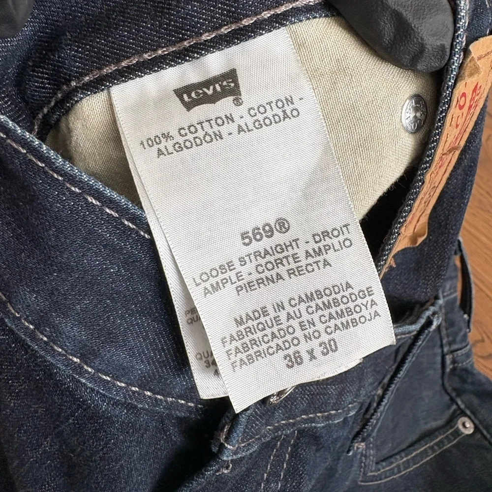 Levi's 569 Men's Deep Indigo Loose Straight Jeans 36×30